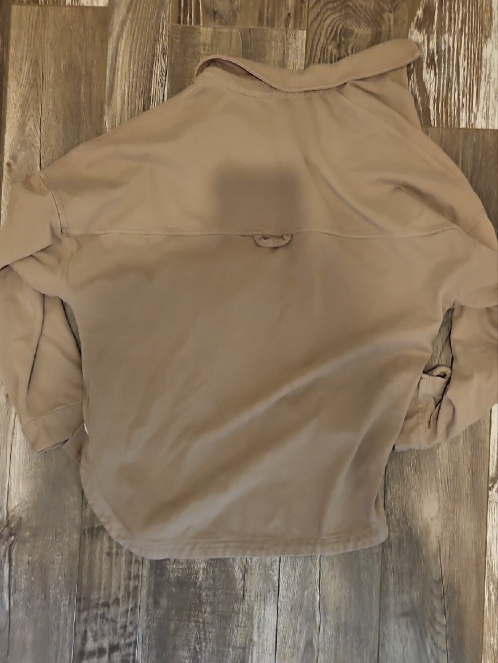 Vuori MacKenzie Shirt Jacket Chore Cotton Tan Cream Button Like New XS/S - Picture 3 of 5